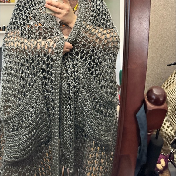Long knitted scarf / hand made / wool blanket scarf - Picture 6 of 12